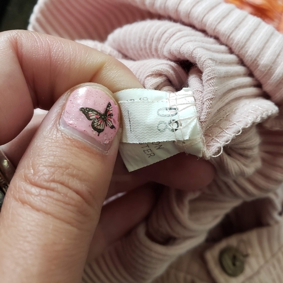 Baby Girl Light Pink Ribbed Long Sleeve Footless Bodysuit Outfit Ruffles Boho - Picture 5 of 6